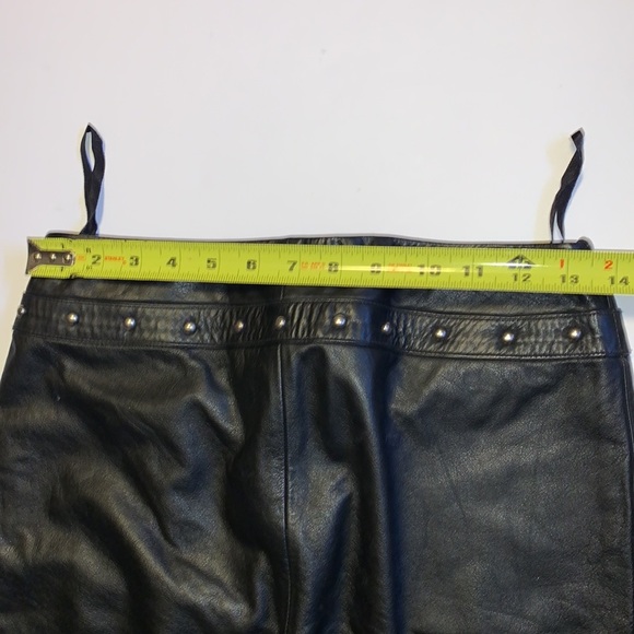 RALPH Ralph Lauren Vintage Black Leather Studded Flare Pants - Women’s Size 2 - Picture 13 of 13